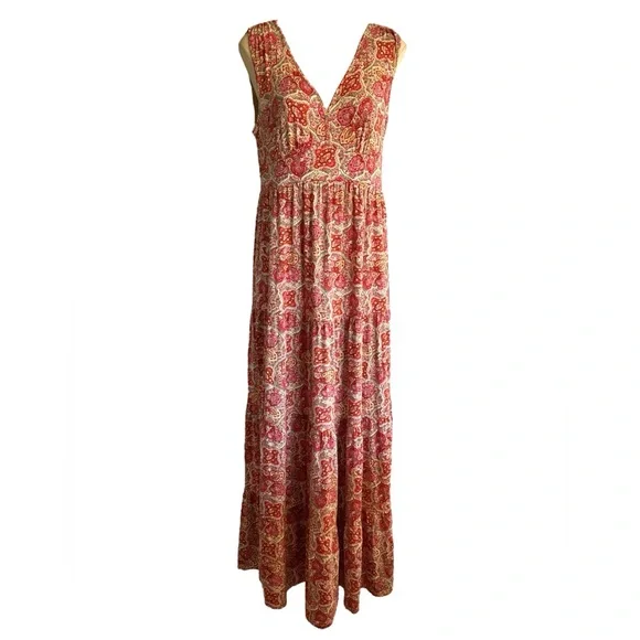 Garnet Hill Long Tier Garden Maxi Dress M - Picture 9 of 9
